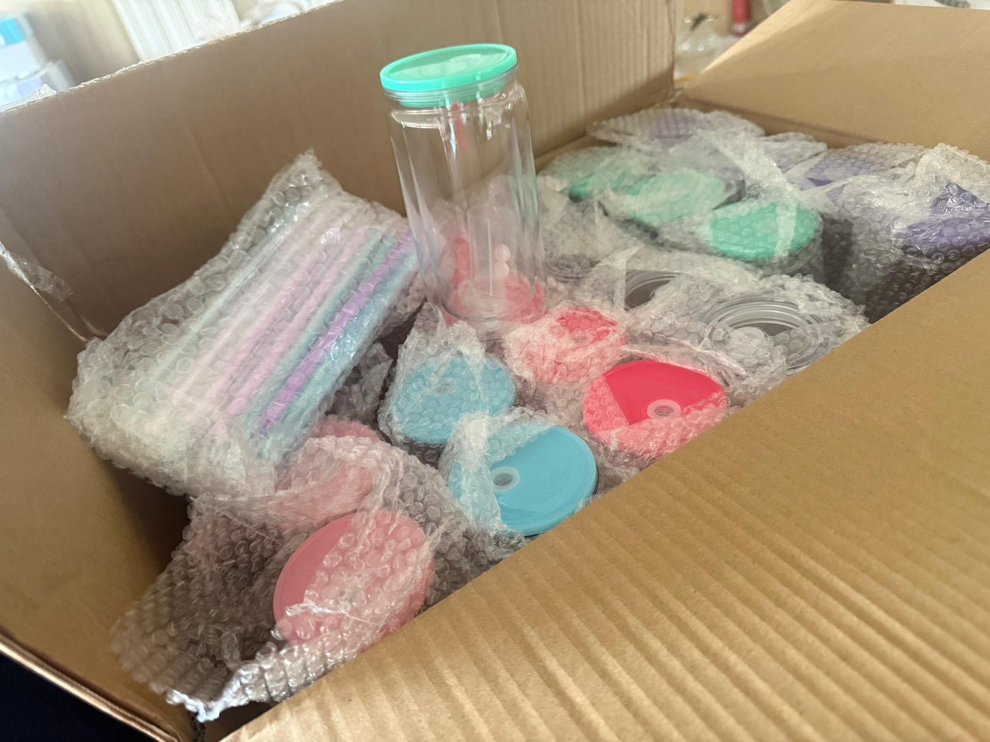 16 oz Acrylic Snow globe Tumbler with lids & Straws