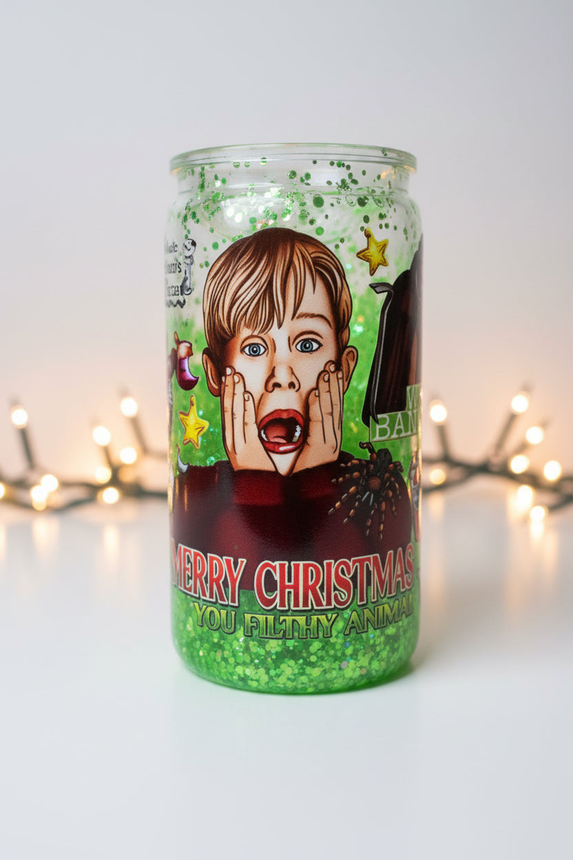 16 oz Acrylic Snow globe Tumbler with lids & Straws