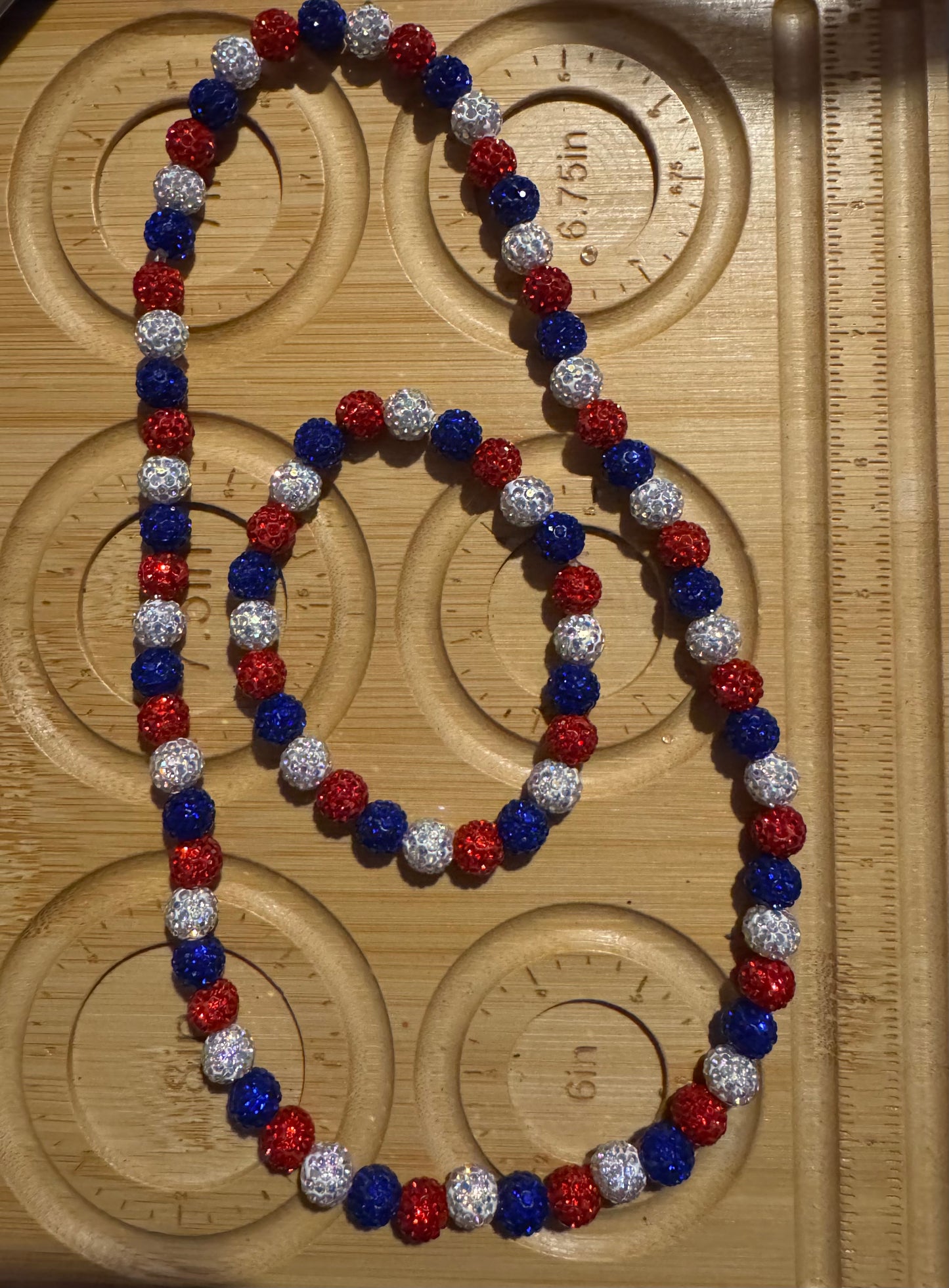 Luxury Necklace & Bracelet red white blue
