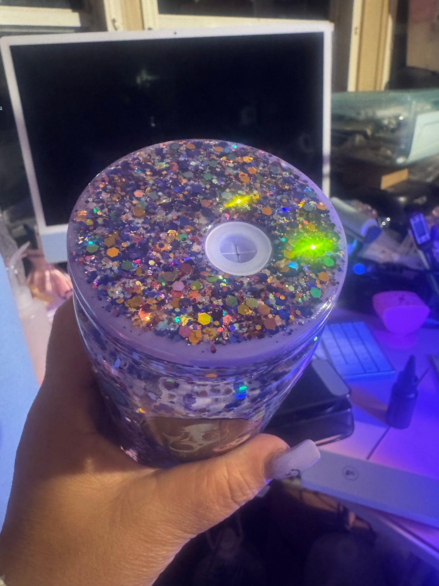 16 oz Acrylic Snow globe Tumbler with lids & Straws